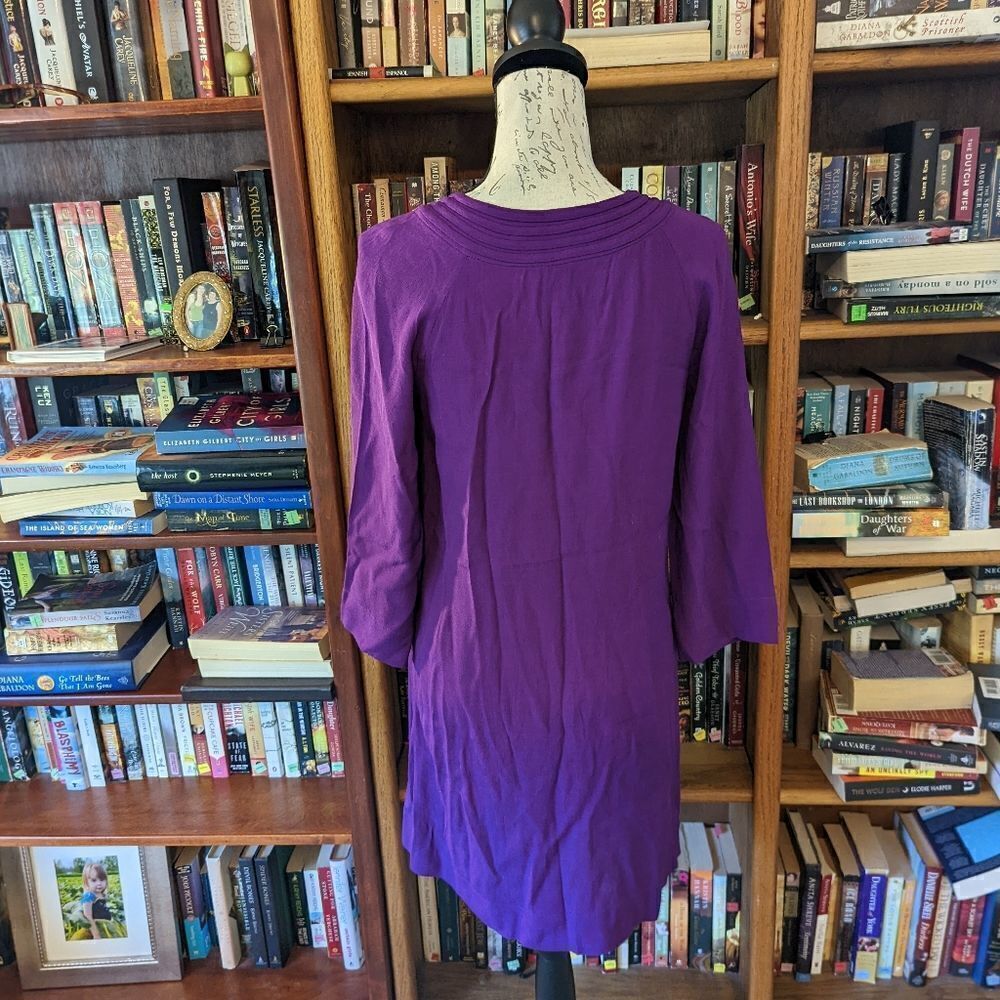 𝅺DVF purple long sleeve tie neck tunic dress sz 2 nwot - Picture 2 of 5